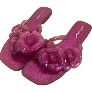 Jeffrey Campbell Pink Jelly Flower Slide Sandals